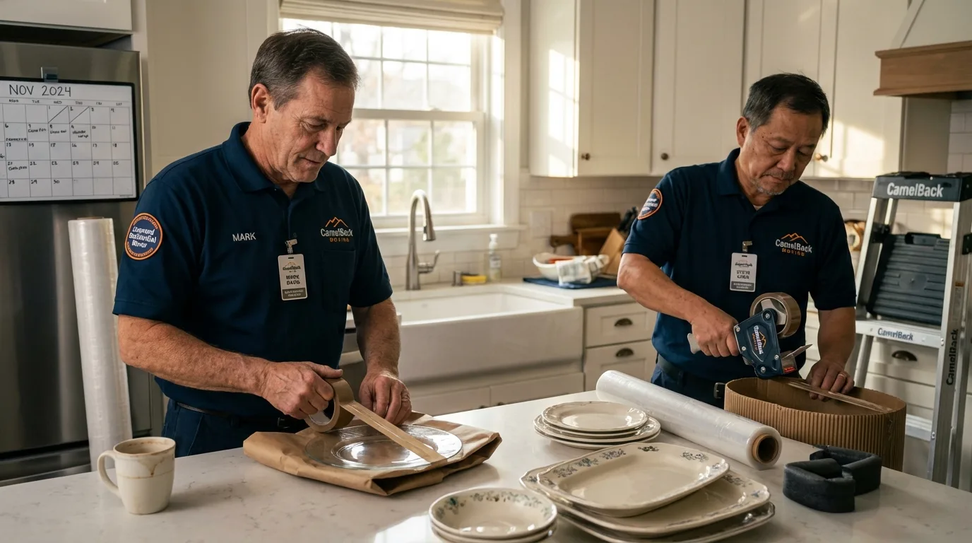 Professional crew packing kitchen dishware in Chatsworth, GA